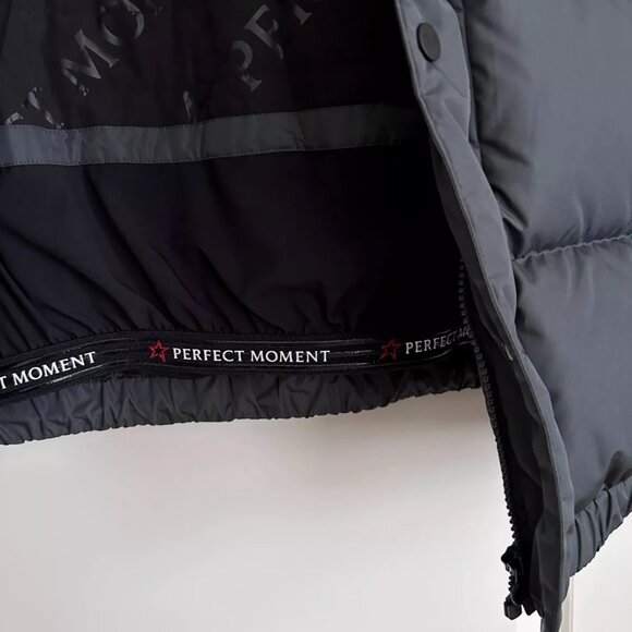 NEW PERFECT MOMENT Gray/Mint Hooded Down Ski Puffer Jacket Size M - Picture 8 of 11